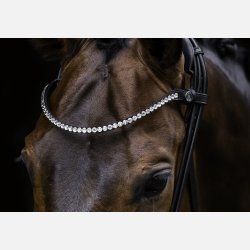 Pandeb�nd Sort l�der, med sm� swarovski sten