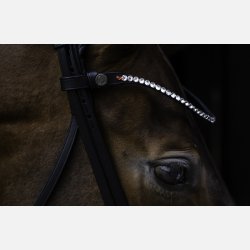 Pandeb�nd Sort l�der, med sm� swarovski sten